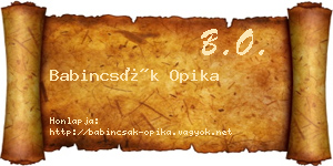 Babincsák Opika névjegykártya